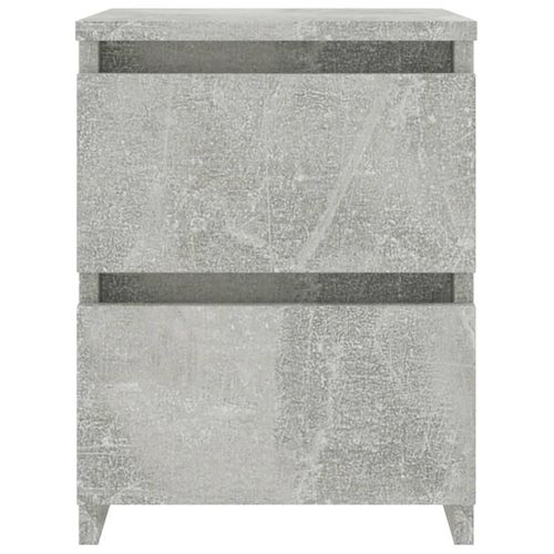 Table De Chevet Avec 2 Tiroirs Gris Béton 30 X 30 X 40 Cm Bois
