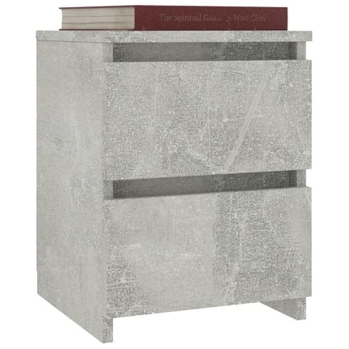 Table De Chevet Avec 2 Tiroirs Gris Béton 30 X 30 X 40 Cm Bois