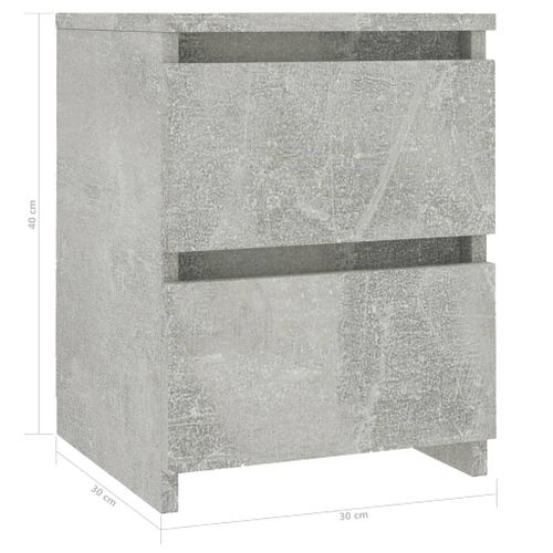 Table De Chevet Avec 2 Tiroirs Gris Béton 30 X 30 X 40 Cm Bois