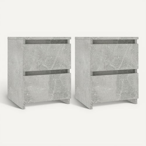 Tables De Chevet 2 Pièces Avec 2 Tiroirs Gris Béton 30x30x40 Cm Bois D'ingénierie Armoires