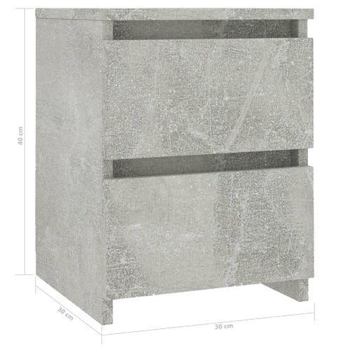 Tables De Chevet 2 Pièces Avec 2 Tiroirs Gris Béton 30x30x40 Cm Bois D'ingénierie Armoires