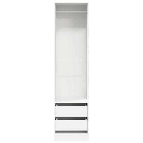 Vidaxl Garde-robe Avec Tiroirs Blanc 50x50x200 Cm Bois D'contreplaqué Penderie Armoire De Rangement