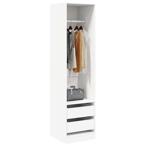 Vidaxl Garde-robe Avec Tiroirs Blanc 50x50x200 Cm Bois D'contreplaqué Penderie Armoire De Rangement