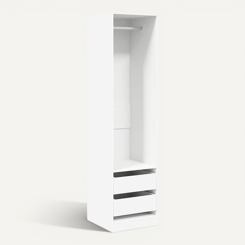 Vidaxl Garde-robe Avec Tiroirs Blanc 50x50x200 Cm Bois D'contreplaqué Penderie Armoire De Rangement