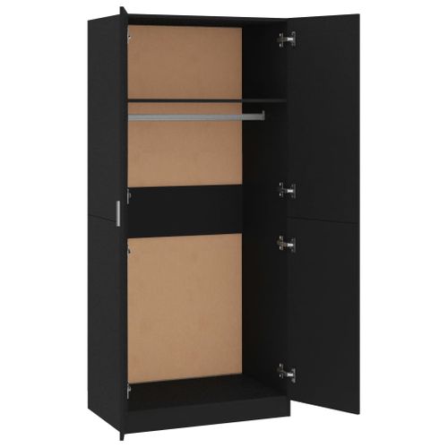 Garde-robe Noir 80x52x180 Cm Aggloméré Penderie Armoire Meuble De Rangement Chambre