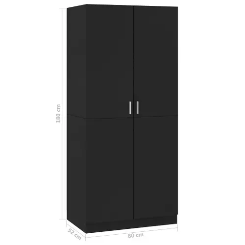 Garde-robe Noir 80x52x180 Cm Aggloméré Penderie Armoire Meuble De Rangement Chambre
