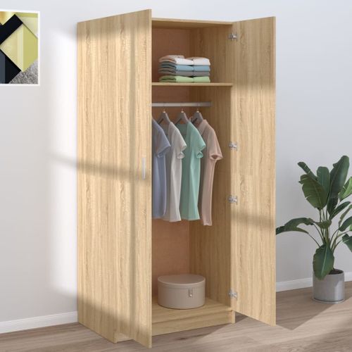 Garde-robe Chêne Sonoma 80x52x180 Cm Aggloméré Penderie Armoire Meuble De Rangement
