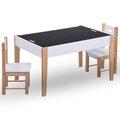 Ensemble De Table Et Chaises Pour Enfants 3 Pièces Noir Et Blanc
