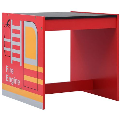 Jeu De Table Et Chaises D'enfants 3 Pièces Camion De Pompiers Bois