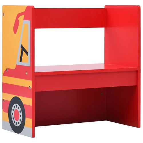 Jeu De Table Et Chaises D'enfants 3 Pièces Camion De Pompiers Bois
