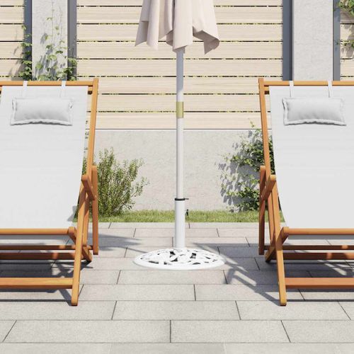 Socle De Parasol Blanc 12 Kg 48 Cm Fonte Base Pied Support Jardin Terrasse Patio Extérieur