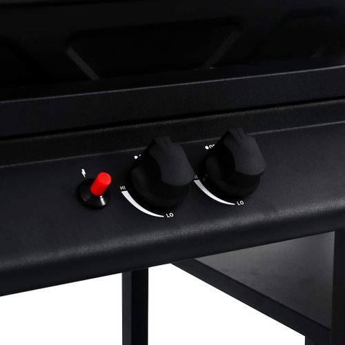 Barbecue à Gaz Avec Table Latérale à 3 Niveaux Noir