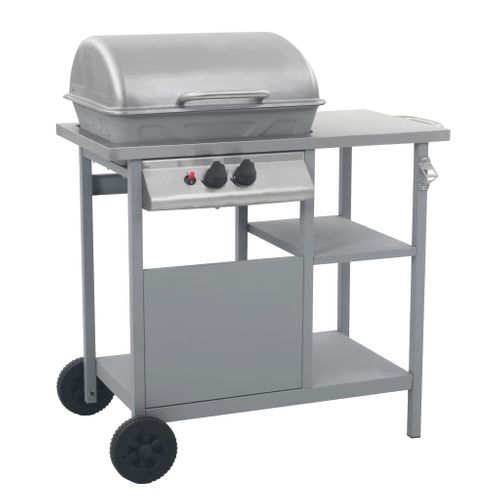 Barbecue à Gaz Avec Tablette à 3 Couches Noir Et Argenté