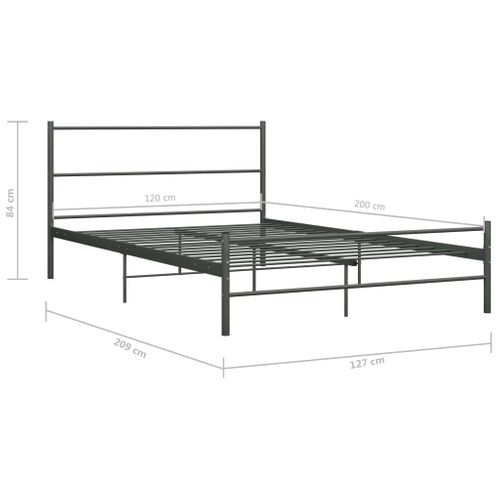 Cadre De Lit Sans Matelas Gris Métal 120x200 Cm