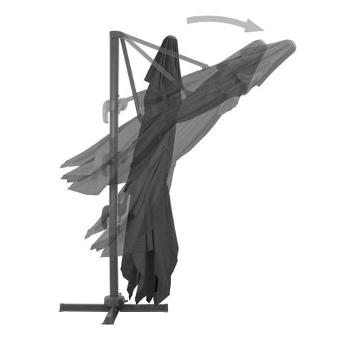 Parasol De Jardin Déporté Avec Mât En Aluminium 4 X 3 M Noir