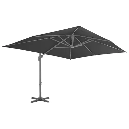 Parasol De Jardin Déporté Avec Mât En Aluminium 4 X 3 M Noir