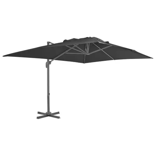 Parasol De Jardin Déporté Avec Mât En Aluminium 4 X 3 M Noir