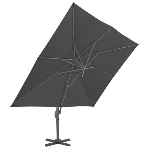 Parasol De Jardin Déporté Avec Mât En Aluminium 4 X 3 M Noir