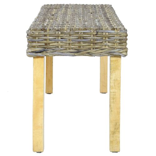 Banc 110 Cm Rotin Naturel Kubu Et Bois D'acajou Massif
