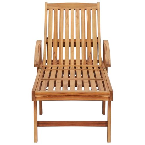 Chaise Longue Avec Table En Bois - 195x59.5x35 Cm - Naturel