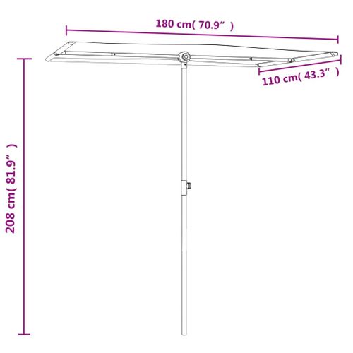Parasol De Jardin Avec Mât En Aluminium 180x110 Cm Noir