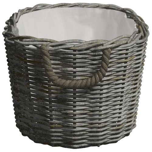 Panier À Bois Avec Poignées De Transport Rangement Polyvalent 59x42x28 Cm Saule Gris