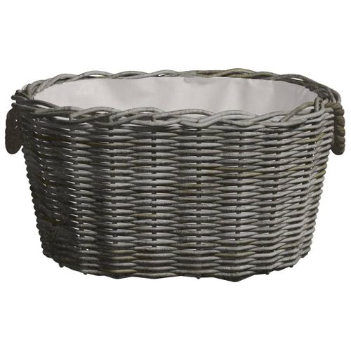 Panier À Bois Avec Poignées De Transport Rangement Polyvalent 59x42x28 Cm Saule Gris