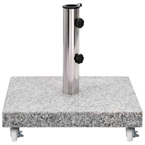 Socle De Parasol En Granit à Roulette - 45x45x5 Cm - Gris