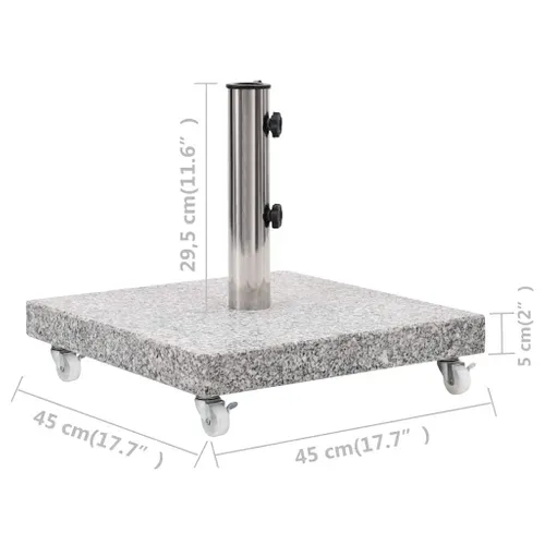 Socle De Parasol En Granit à Roulette - 45x45x5 Cm - Gris
