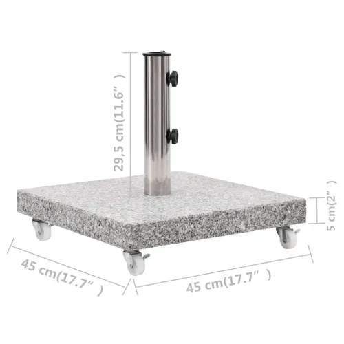 Socle De Parasol En Granit à Roulette - 45x45x5 Cm - Gris