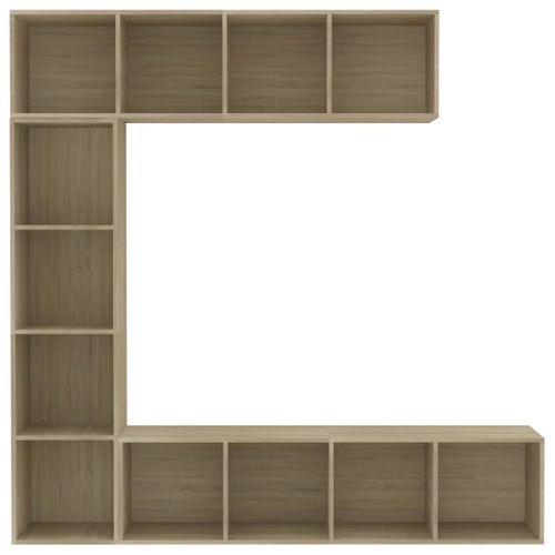 Jeu De Bibliothèque/meuble TV 3 Pièces Chêne Sonoma 180x30x180 Cm