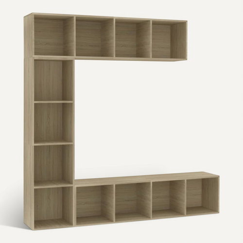 Jeu De Bibliothèque/meuble TV 3 Pièces Chêne Sonoma 180x30x180 Cm