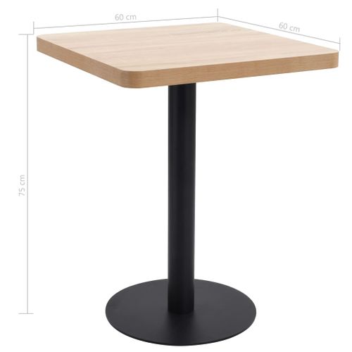 Table De Bistro Carré Marron Clair 60x60 Cm Mdf Café Bar