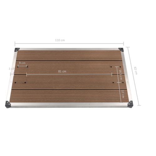 Receveur De Douche Extérieur Wpc Inox 110x62 Cm Marron