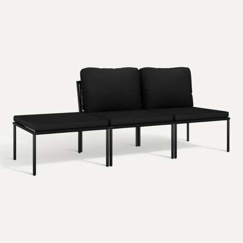 Set Salon De Jardin 3 Pièces KOMFOTTEU – 2 Fauteuils + Table Ronde, Empilable, Gris - 4