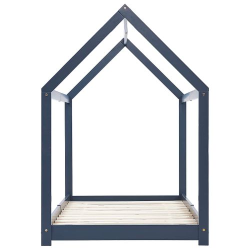 Lit cabane enfant Gris Bois De Pin Massif 90 X 200 Cm