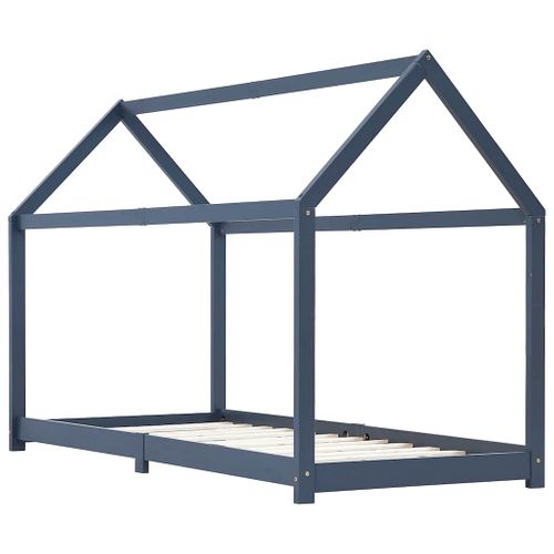 Lit cabane enfant Gris Bois De Pin Massif 90 X 200 Cm