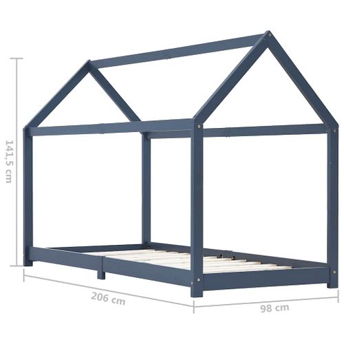Lit cabane enfant Gris Bois De Pin Massif 90 X 200 Cm