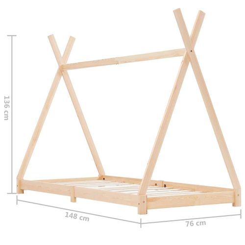Lit Tipi enfant Bois De Pin Massif 70x140 Cm