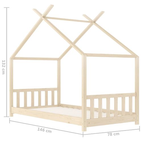 Lit cabane enfant Bois De Pin Massif 70x140 Cm