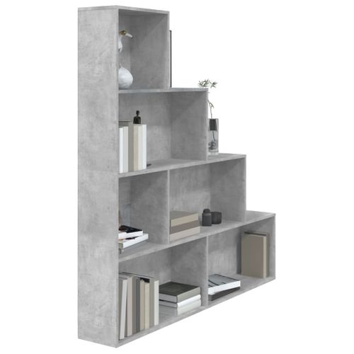 Bibliothèque/séparateur De Pièce Gris Béton Bois Contreplaqué