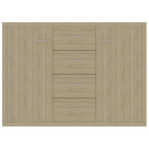 Buffet Chêne Sonoma 88x30x65 Cm Avec 4 Tiroirs Et 2 Portes