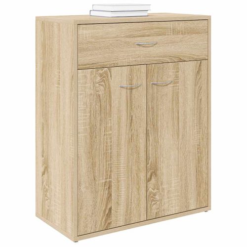 Buffet Chêne Sonoma 60x30x75 Cm Avec Tiroir Et Portes Meuble Mural Sécurisé