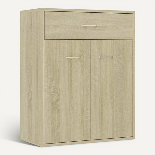 Buffet Chêne Sonoma 60x30x75 Cm Avec Tiroir Et Portes Meuble Mural Sécurisé