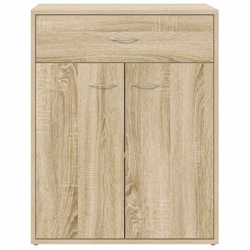 Buffet Chêne Sonoma 60x30x75 Cm Avec Tiroir Et Portes Meuble Mural Sécurisé