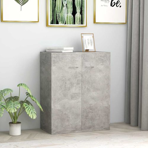 Buffet Gris Béton 60x30x75 Cm Bois Contreplaqué