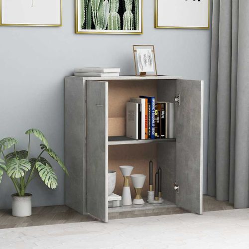 Buffet Gris Béton 60x30x75 Cm Bois Contreplaqué