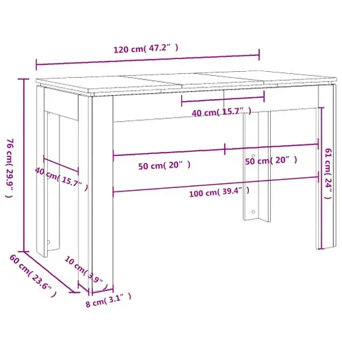 Table De Salle À Manger Blanc 120x60x76 Cm Bois Contreplaqué