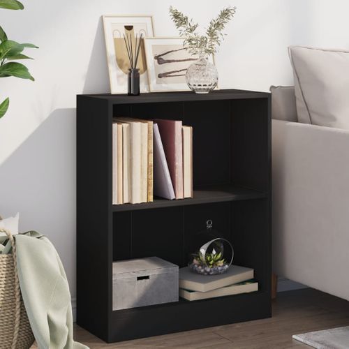 Bibliothèque Noir 60x24x76 Cm Bois Contreplaqué