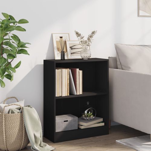 Bibliothèque Noir 60x24x76 Cm Bois Contreplaqué